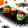 1/5Pcs Halloween Cube Head Figurine Spooky Mini Skull Pumpkin Zombie Black Cat Head Resin Statue Toy Home Office Desktop Decoration Ornament