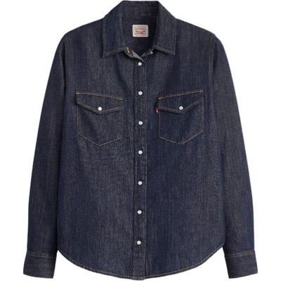 Levis Linen And Denim Series Simple Comfortable Versatile Casual Denim Long Sleeve Shirt Women Shirts Dark-Blue 16786-0101