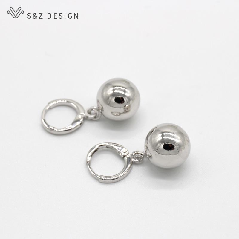 Moda Hollow sferyczne różowe złoto kolor okrągły metalowy spadek kolczyki dla kobiet prosta biżuteria ślubna