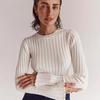 Women's Crewneck Knitted Sweater, Long Sleeve Pitted Stripe Base Layer, Solid Color Tight Autumn and Winter Top