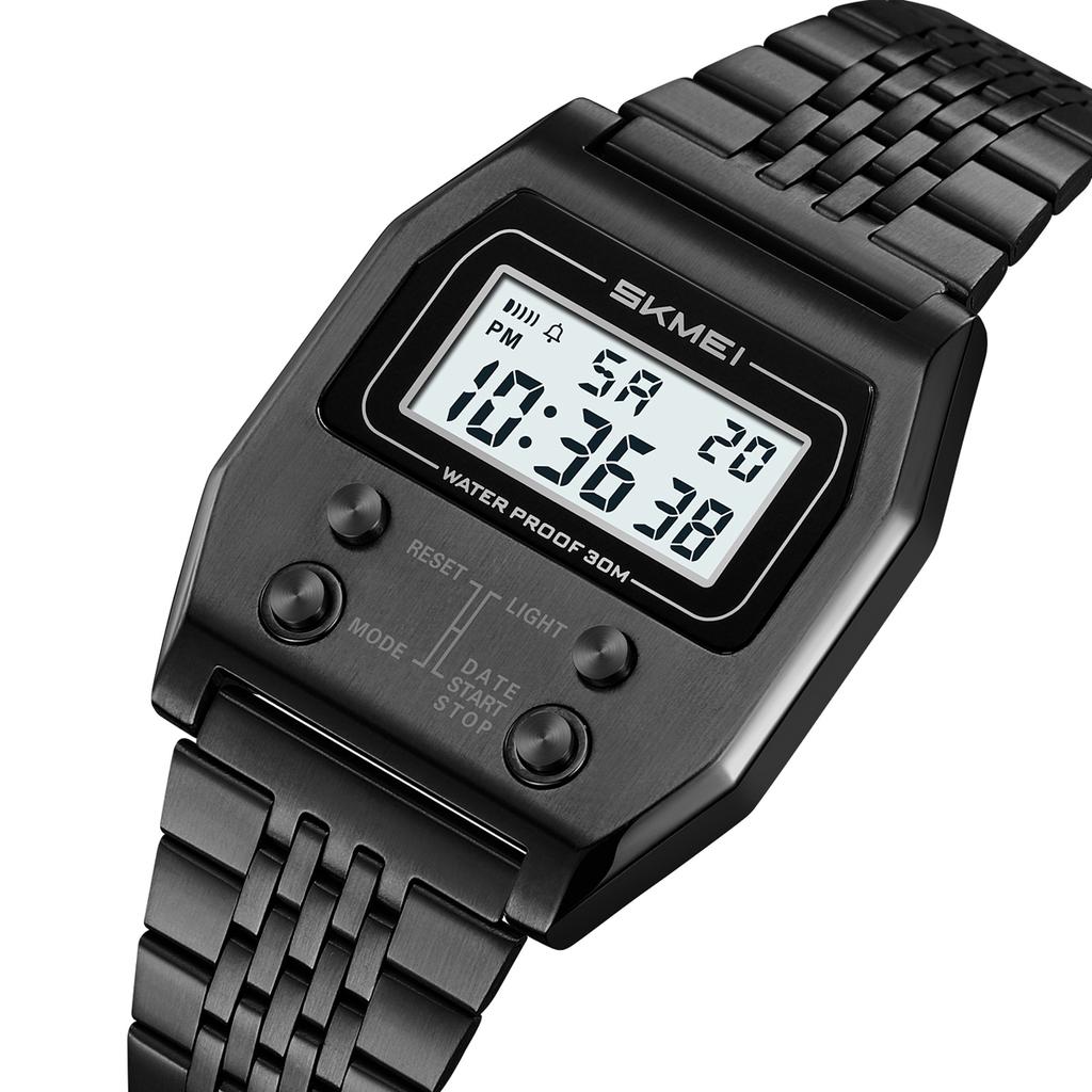 Jyullieoseu Skmei Montre Numérique Carrée Rétro Unisexe 2460