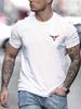 Summer Men's 100% Cotton Casual Loose Size Bull Print Round Neck Short Sleeve T-shirt Top Men's Street Clothing Button Up Pullov