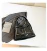 Retro Rivet Oil Wax Leather Red Bag Women's New Large-capacity Design Commuter Bag Tote Bag Tide