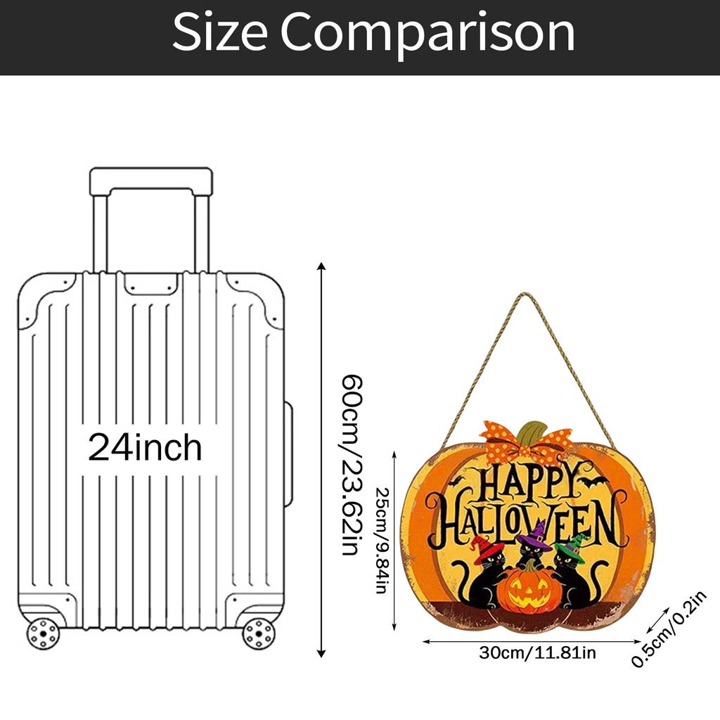 Halloween Pumpkin Wooden Hanging Decor for Home Door Wall
