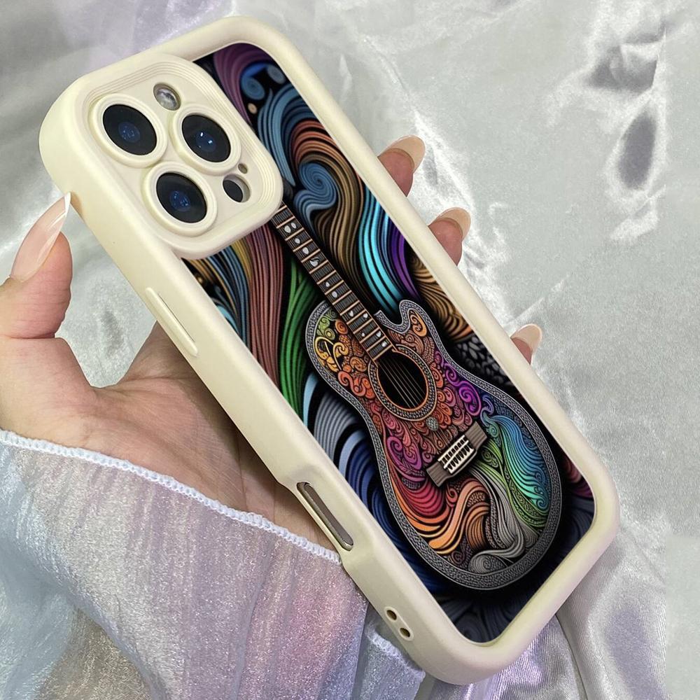JT172 Colorful Acoustic Guitar Art for iPhone 17 16 15 14 Pro Max Samsung S26 S25 Ultra A17 A16 A07 A56 A15 Xiaomi 15T Redmi 15c 14C Soft TPU Case