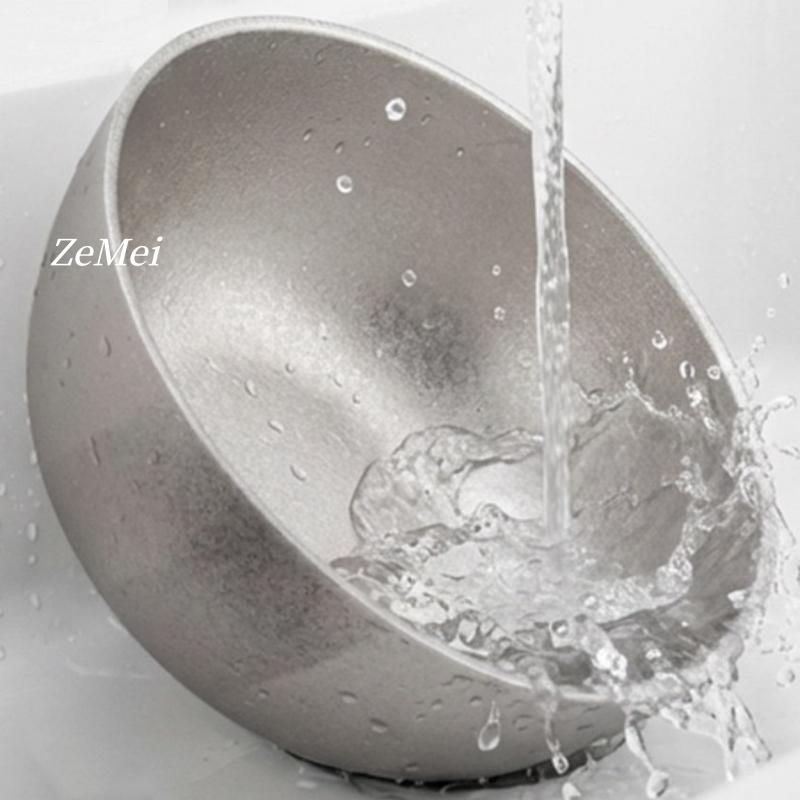 Pure Titanium Thickened Double-Wall Salad Bowl, Multicolor Double-Layer Ice-Flake Texture Home Food Storage Soup Bowl Tableware