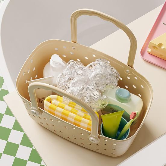 Cesto Portaoggetti con Fori di Drenaggio Contenitore Portaoggetti Grande Capacità Manico Ergonomico Organizer per Bagno Stanza del Dormitorio