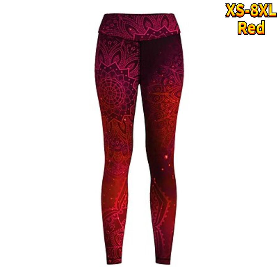 Damskie błyszczące nadruki lotosu Rozciągliwe legginsy do jogi Fitness Bieganie Gym Sportowe spodnie aktywne