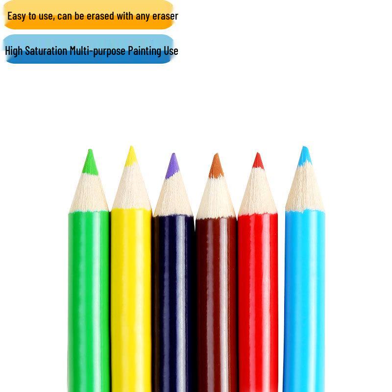 12-Color Thick Round Colored Pencils for Children's Drawing