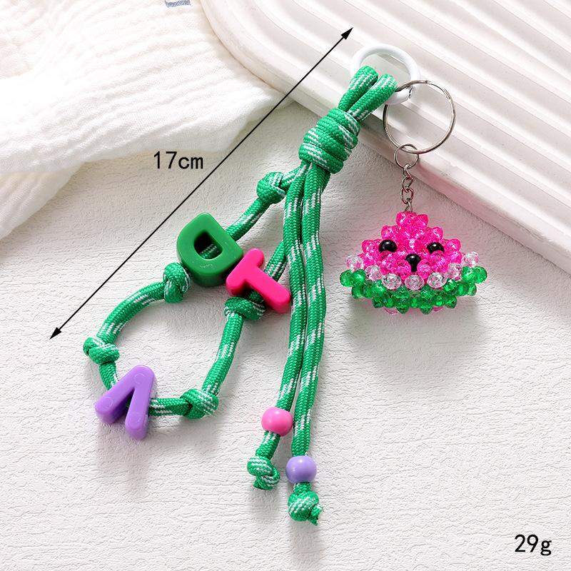 Fashionable new dopamine letter woven rope bag pendant, acrylic handmade woven watermelon phone strap for women Pendant