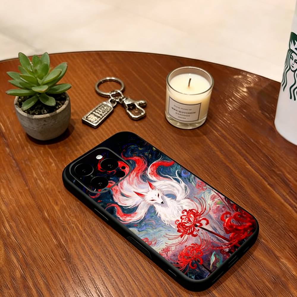 Fairy fox Phone Case For iPhone 17,16,15,14,13,12,11 Plus,Pro Max,XS,Soft Silicone Black Cover iPhone15Plus