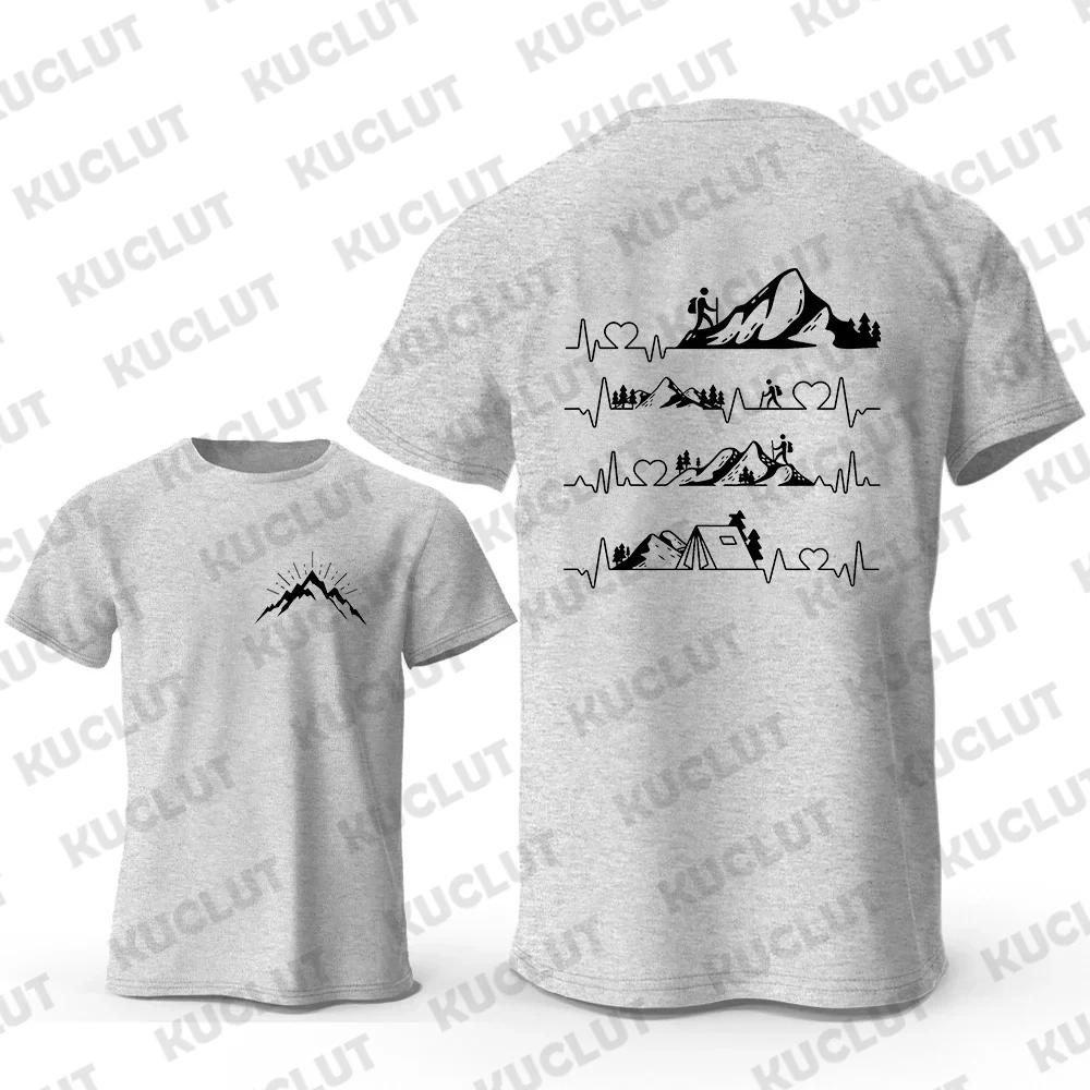 

Мужская повседневная летняя футболка с двусторонним принтом, ЭКГ, для скалолазания, походов, оверсайз, графическая, Y2k, уличная одежда 4XL