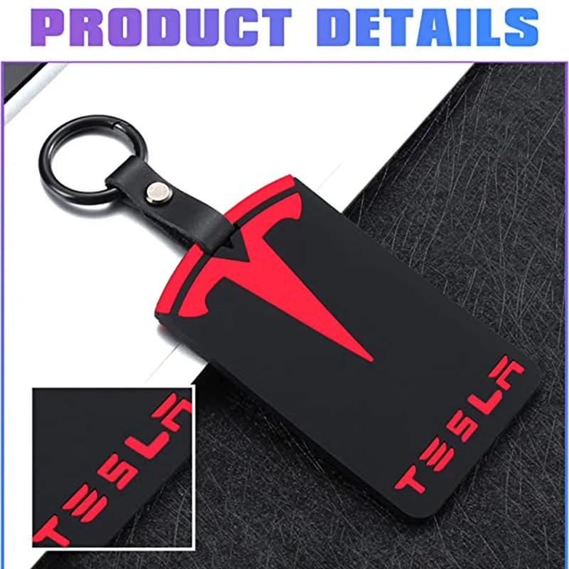 CGYJL1 3D Design Highlight Key Card Holder Silicone Protector Cover Keychain for Tesla Model 3 Model Y Accessories