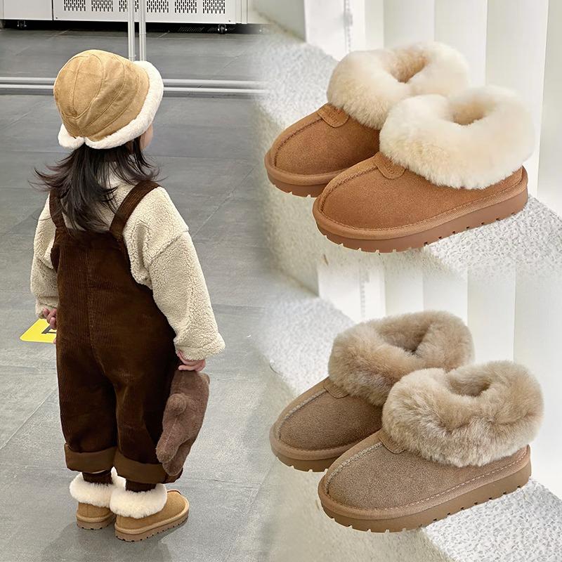 Kinder Sneeuwschoenen met Dik Fluweel voor Meisjes, Grote Katoenen Schoenen voor Jongens, Waterdichte en Antislip Korte Laarzen