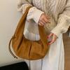 Retro Faux Suede Leopard Saddle Bag Trendy Shoulder Bag Fashion Underarm Bags Females Luxury Handbags and Purses