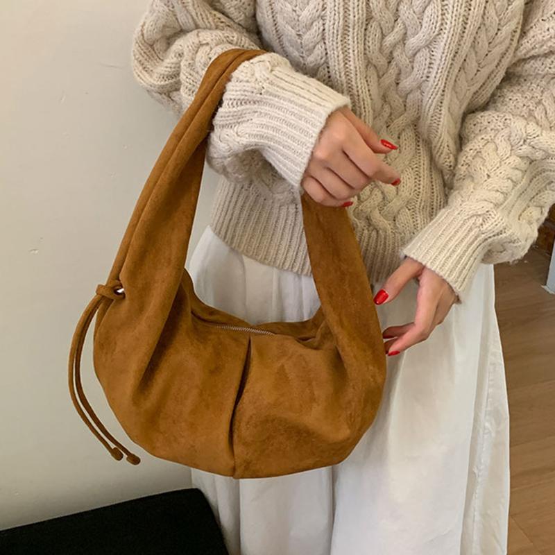 Retro Faux Suede Leopard Saddle Bag Trendy Shoulder Bag Fashion Underarm Bags Females Luxury Handbags and Purses