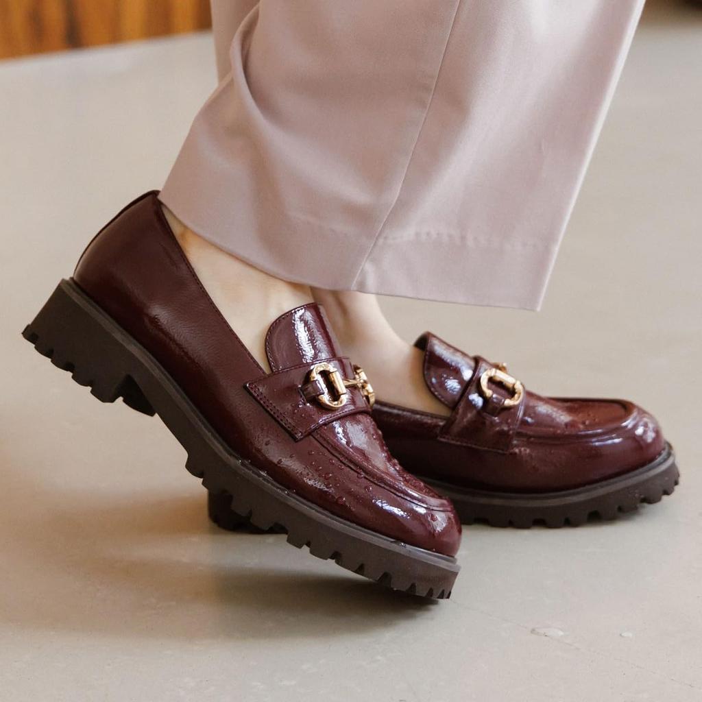 Rain Shoes for Rainy Days. Water-resistant, Cushioned, Thick-soled. HIMIKO Himiko Track Sole Rain Loafers (654301, Brown, 245cm).