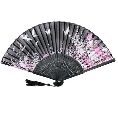 Bamboo Japanese Floral Fan Bag Fireworks Kimono Gift [boshiho] Fan, Style, Summer, Stylish, Silk, Pattern, Included, Kimono, Festival, Display,