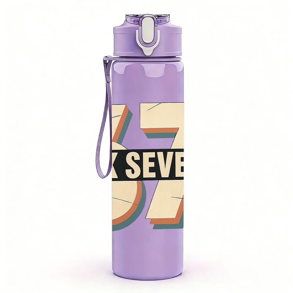 1PC Retro Six Seven Number Badge 750ml Color Plastic Sports Water Bottle Leakproof Flip Straw Lid Suitable for Sports Office Home Use