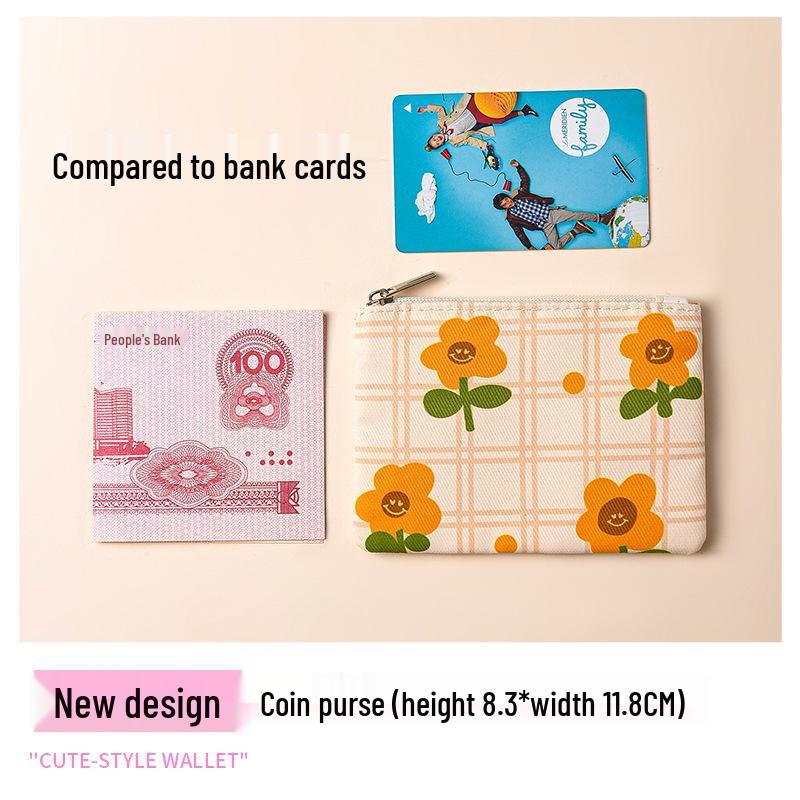 Kompakte Geldbörse aus floralem Canvas - Reißverschluss-Münzfach & Kartenhalter
