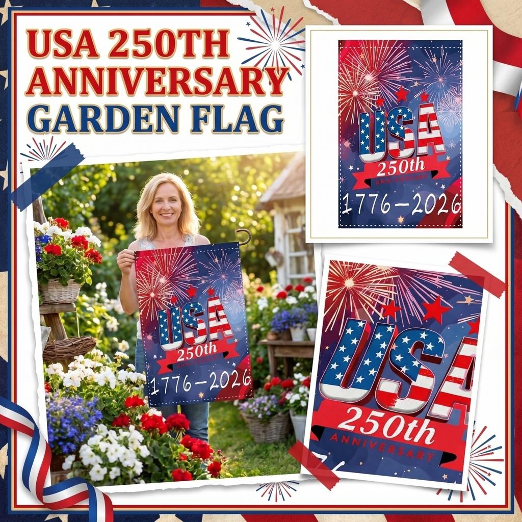 Commemorative Garden Flag 250th Anniversary Single Sided Banner 30x45cm Outdoor Decorative Flag with Printed Design for Yard Celebration