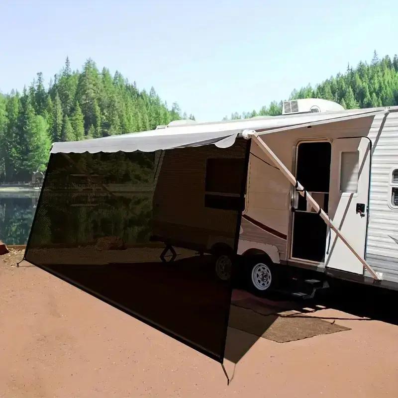 RV Awning Sun Shade Screen Breathable Mesh Outdoor Sunshade Net Motorhome Camping Trailer Awning Shade Sunscreen Shadescreen