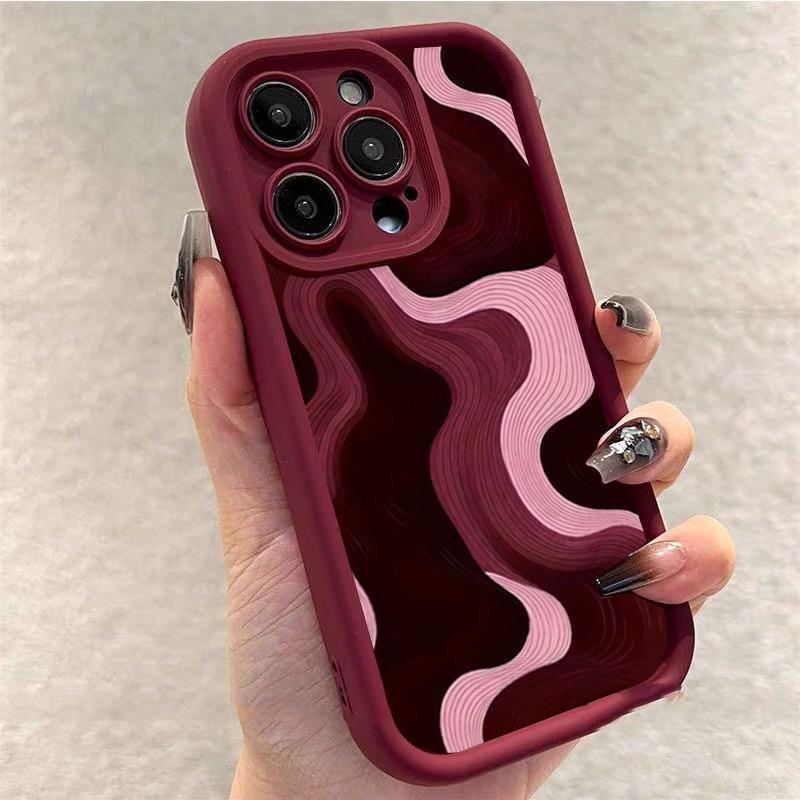 Wine Red High Bamboo Red Stripes Phone Case For iPhone 17 16 15 14 13 12 11 Pro Max Air X XR XSMax 78 Plus MINI SE2 Soft Cover