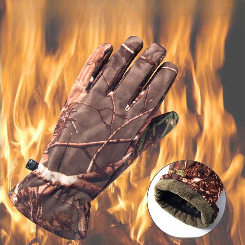 Podzimní a zimní hřejivé taktické rukavice Větruodolné a chladuvzdorné Venkovní sporty Lyžování Vodotěsné Kamuflážové Plus sametové Cyklistické rukavice