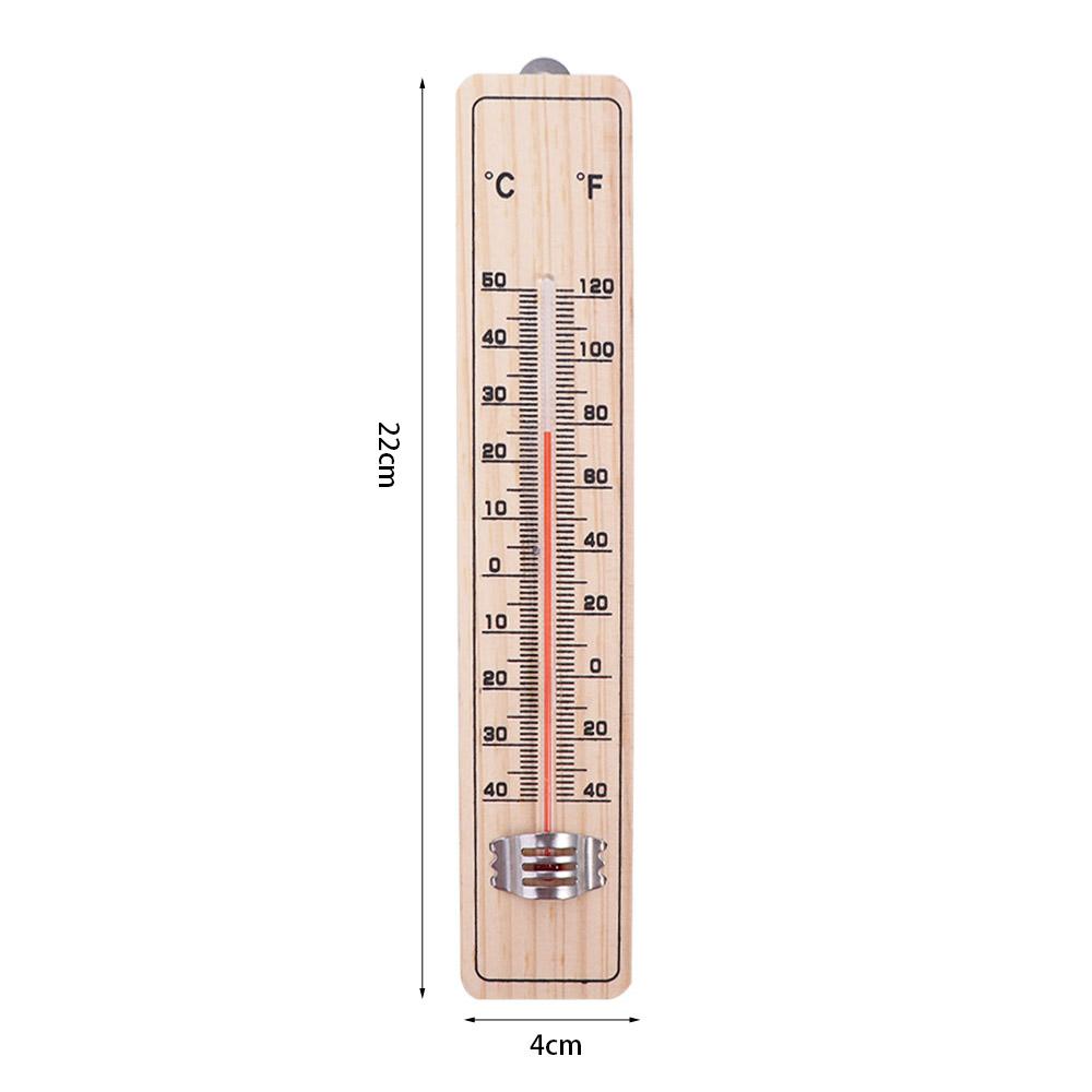 Wall-Mounted Temperature Gauge Digit Temperature Monitor Wooden Thermometer Greenhouse