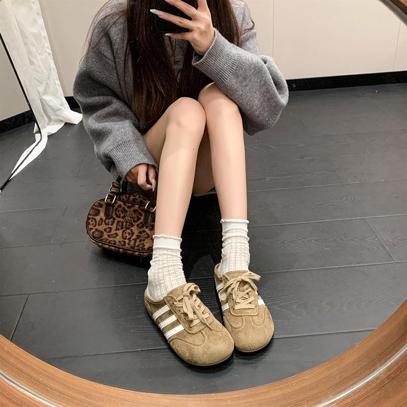 Baotou Half Slippers Women's Outer Wear 2025 Autumn New Retro German Training Shoes Comfortable Women's Thick Soles Without Heels Lazy Shoes