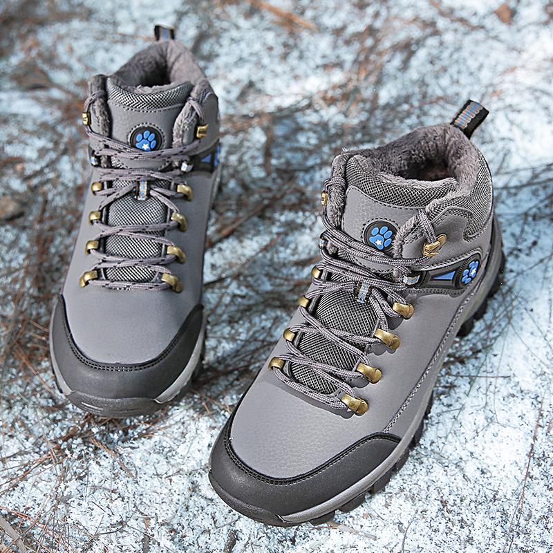 Outdoor Hiking Shoes Men Mid-top Warm Lace-up Comfortable Anti-slip Men's Shoes Thick-soled Breathable Casual Sports Shoes Men