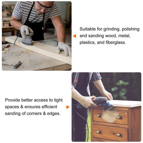 uxcell Triangular Hook and Ring Sandpaper, 60, 120, and 240 Grits, 3-1/8" Aluminum Oxide Sanding Pad, Mouse Detail Sander Paper, Multi-Tool Sheet Set,