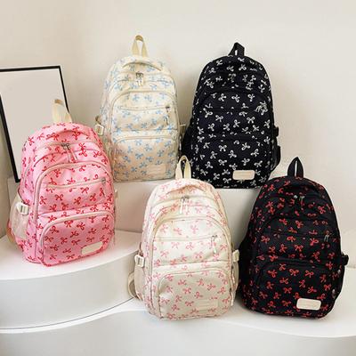 Ensemble 3 Pièces/Set Sac à Nœud Femme Sac à Dos Pochette Sac à Bandoulière Set Sac de Voyage Sac à Dos avec Motif Nœud pour École Camping Voyage