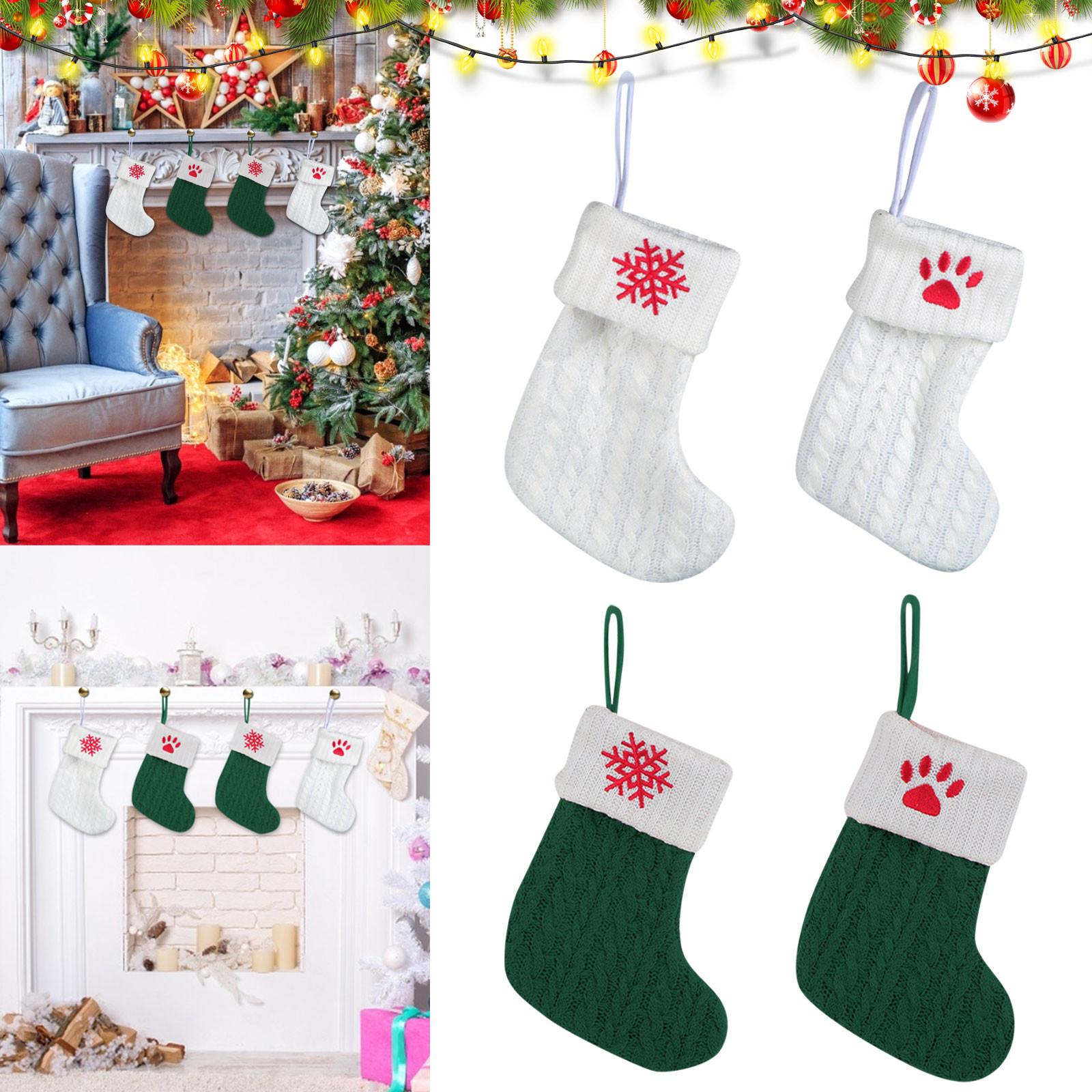 

Рождественские чулки, маленькие вышитые буквы, вязаные рождественские подвесные чулки, украшения, декор для рождественской вечеринки