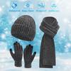 3 ks/sada Zimní čepice Šála Rukavice Set Unisex Pletený Hřejivý Pružný Vysoká Citlivost Dotykové Obrazovky Jednobarevný