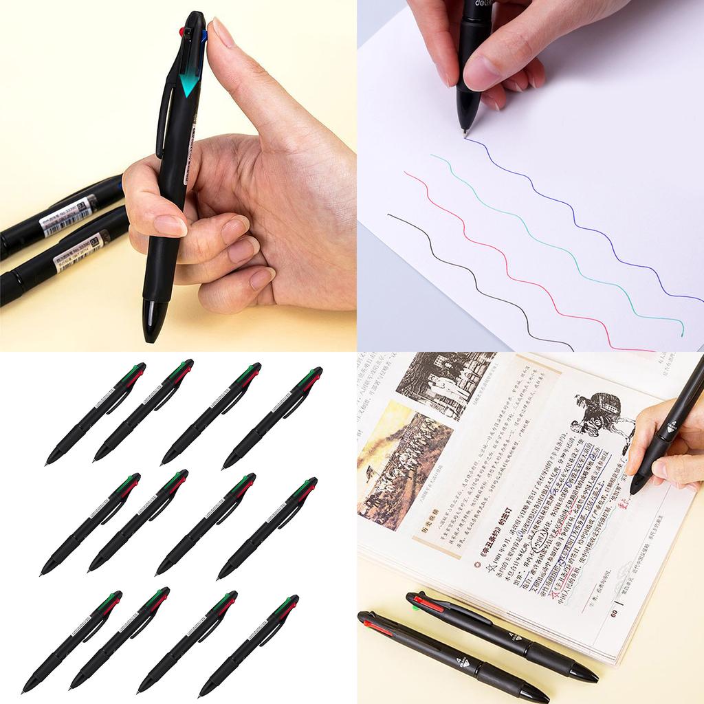 12Pcs Multicolor Pen for Student Adult Noting 4 Color-in-1 Ballpoint Pen Retractable Ballpoint Pen Stocking Fillers