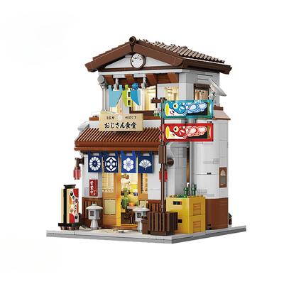 Japansk Stil Kantin Hus Arkitektur Byggklossar Sen Natt Kantin Figurer Klossar Leksaker för Barn Gåvor
