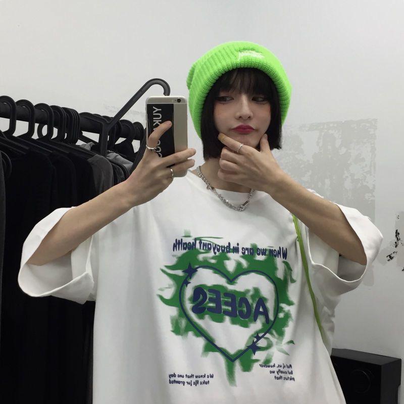 Women T-shirt Harajuku Goth Female Tee Aesthetic Loose Punk Dark Grunge Ladies Gothic Top T-shirts Clothes Y2k Streetwear