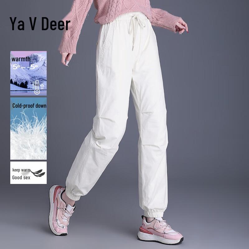 Women's Winter High-Waist Thermal Down Jogger Pants