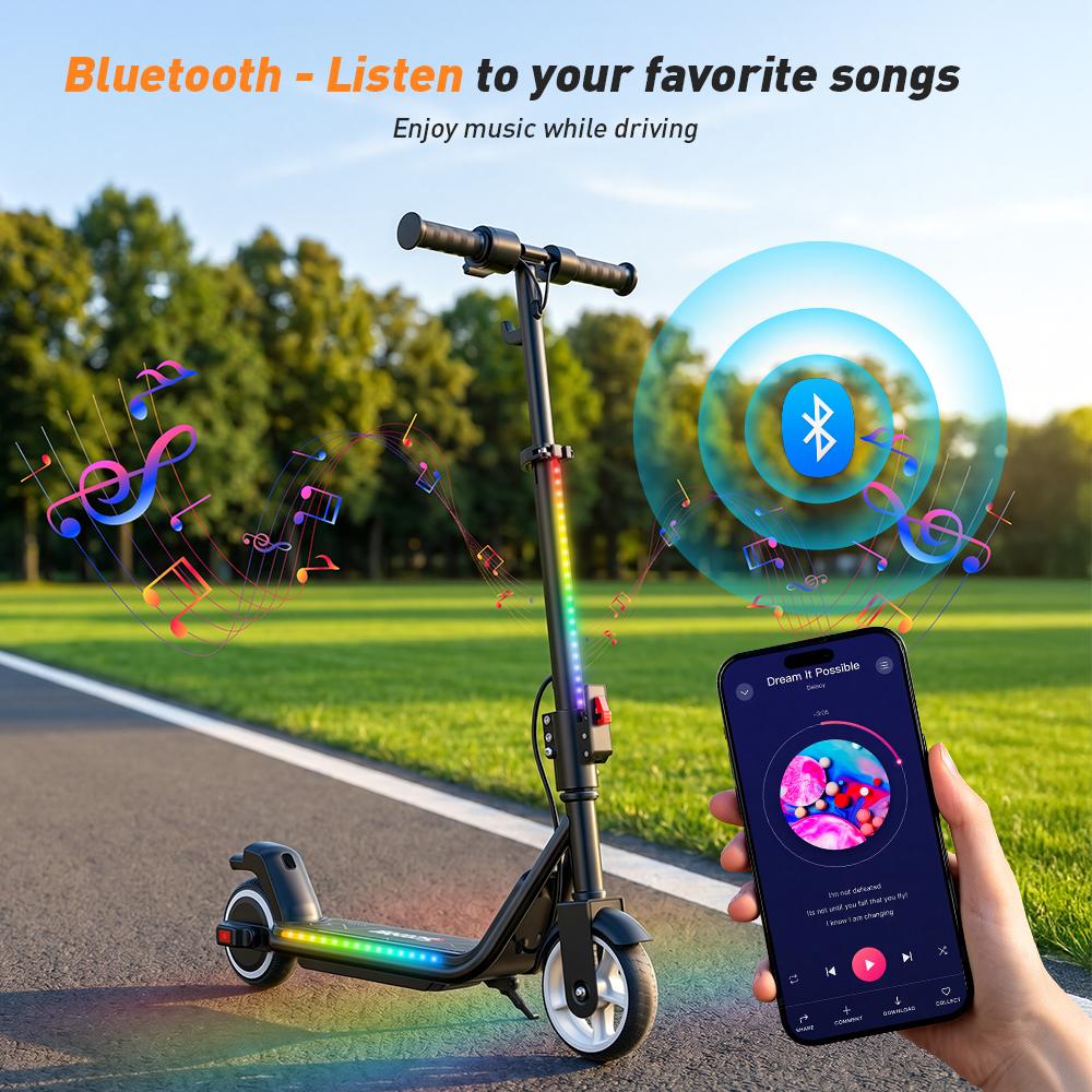iScooter IK3MAX Kids Electric Scooter 200W Motor 4.5Ah Solid Tires Foldable & Height Adjustable 3-Speed  Electric Scooter for Kids