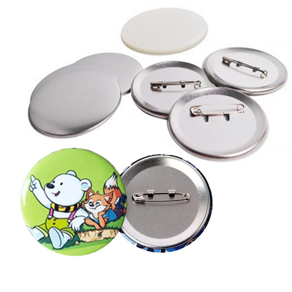 100-Piece Badge Parts and Material Set, Glossy, Round Buttons for Badge Making Machines, Handmade DIY Crafts (37mm)