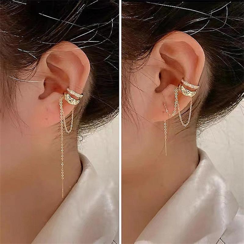 1 PC Non-Piercing Ear Cuff for Women Gold Link Tassel Earrings Hiphop Bohemian Fake Cartilage Earring Fashion Clips On