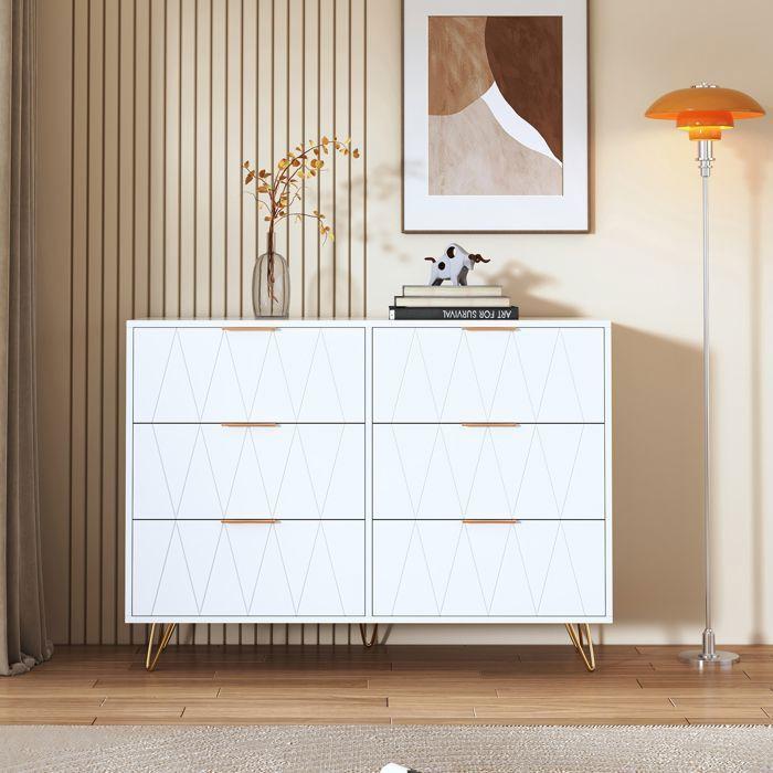 Commode - SOMUBI - Diamond Model - 6 Drawers - Elegant Design - White