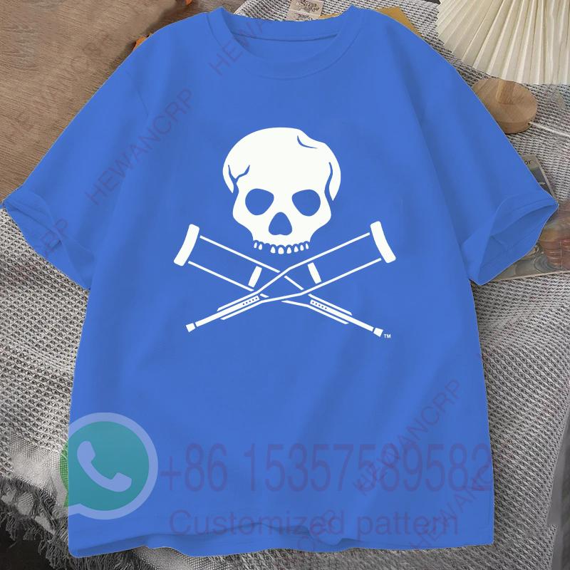 Skull Crutches TShirt Summer Mens Tracksuit Harajuku Pullover Round Neck Shortsleeved Top Cotton Sweatshirt Casual Sportswear