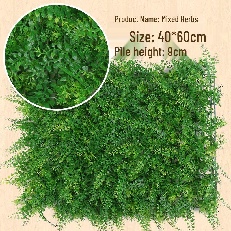Eucalyptus Artificial Plant Wall Decoration - Greenery Background with Faux Flowers and Lawn Grass Turf