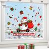 Winter Home Decor Cute Snowman Scooter Christmas Static Window Cling, Cartoon Merry Glass Decorations Decal, Waterproof Sticker for Shop Xmas