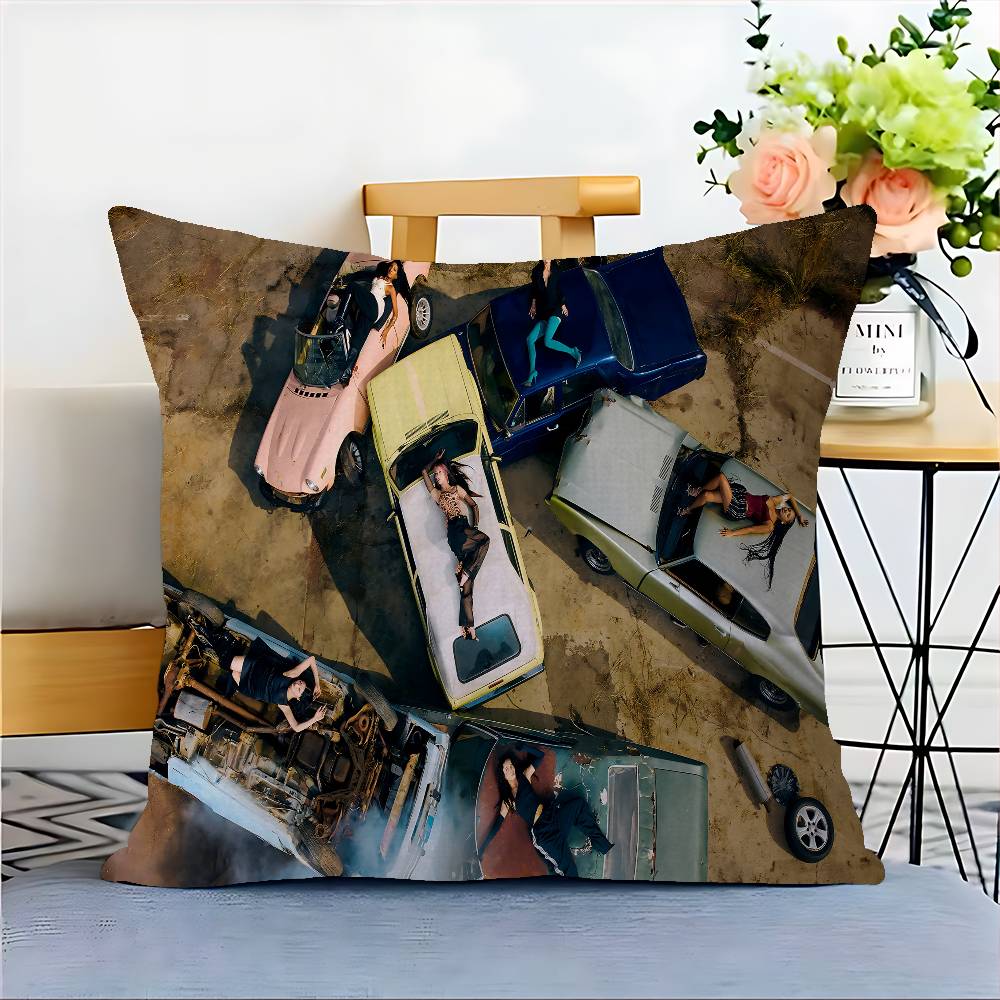 Korea Kpop Band K-Katseye Cushion Cover Polyester Sofa Cushions Decorative Throw Pillows Home Decoration Pillowcover