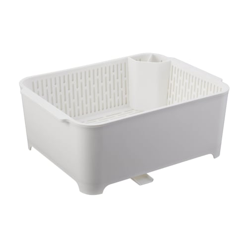 Yamazaki Industrial Co., Ltd. White Dish Drainer Set, Approx. W37 x D28 x H14.5cm, Tower Type, Washtub, Dish Drainer, and Soaking Rack, Product Code: