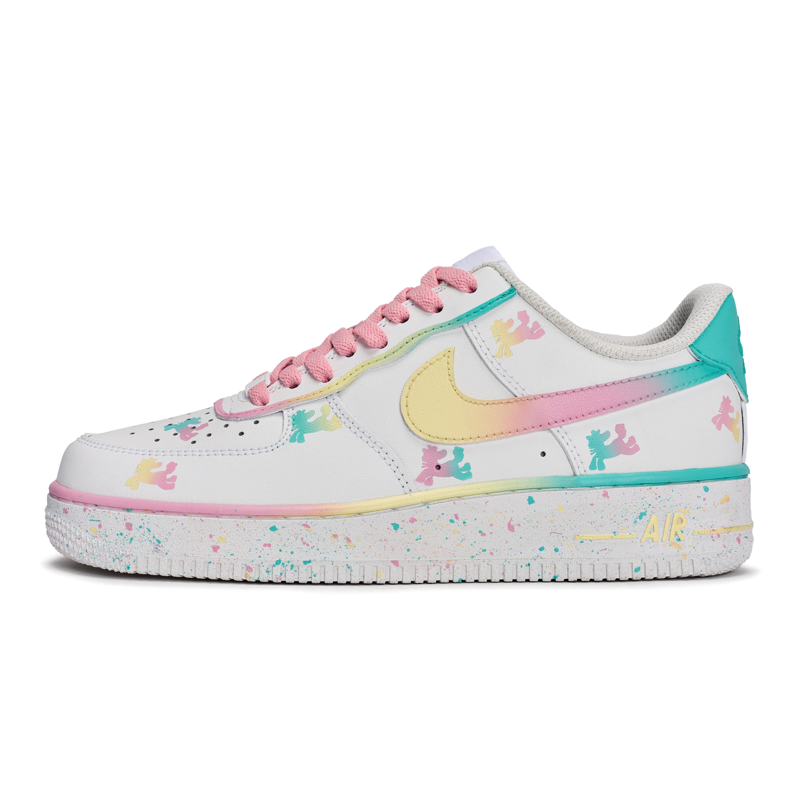 

Nike Air Force 1 07 811 Manufacturing, Candy Pony Low top Skateboard Shoes Unisex White Pink Yellow Green CW2288-111(Team80-) 42.5