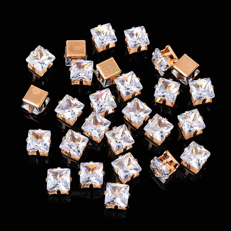 Flatback Zircon Rhinestones Cubic Zirconia teardrop base Claws Sew On  clear  Zircon For Rings Earrings DIY Clothing Accessorie